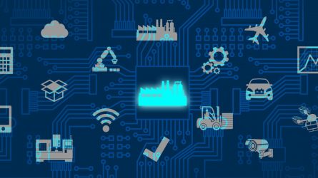Verschiedene Symbole auf blauem Hintergrund