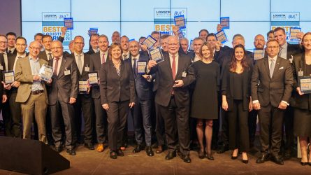 So sehen Sieger aus. Die Preisträger des Wettbewerbs Beste Logistik Marke 2019. © Foto: André Baschlakow/LOGISTIK HEUTE